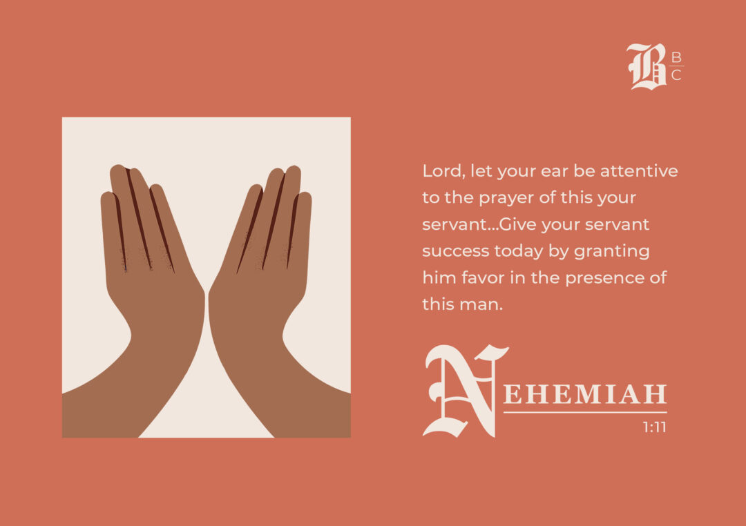 Nehemiah 1:11 prayer graphic showing hands in prayer position - lessons from Nehemiah 1 about seeking God's favor