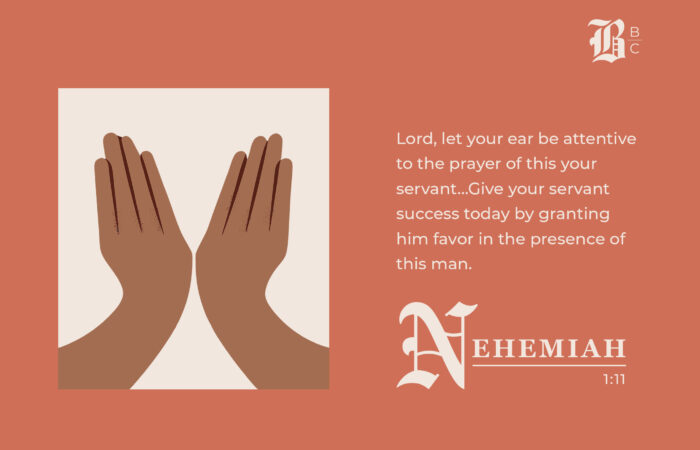 Nehemiah 1:11 prayer graphic showing hands in prayer position - lessons from Nehemiah 1 about seeking God's favor