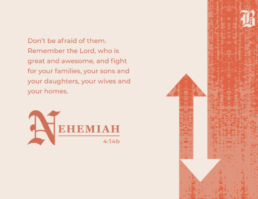 Lessons from Nehemiah 4 verse 14b about remembering the Lord and having no fear.