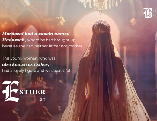 Esther 2 commentary image showing a veiled, crowned woman facing a golden light, symbolizing Esther's transformation.